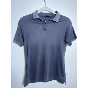 Mens Short Sleeve Polo Shirt Charcoal Grey Blue‎ Pique Knit Casual Top